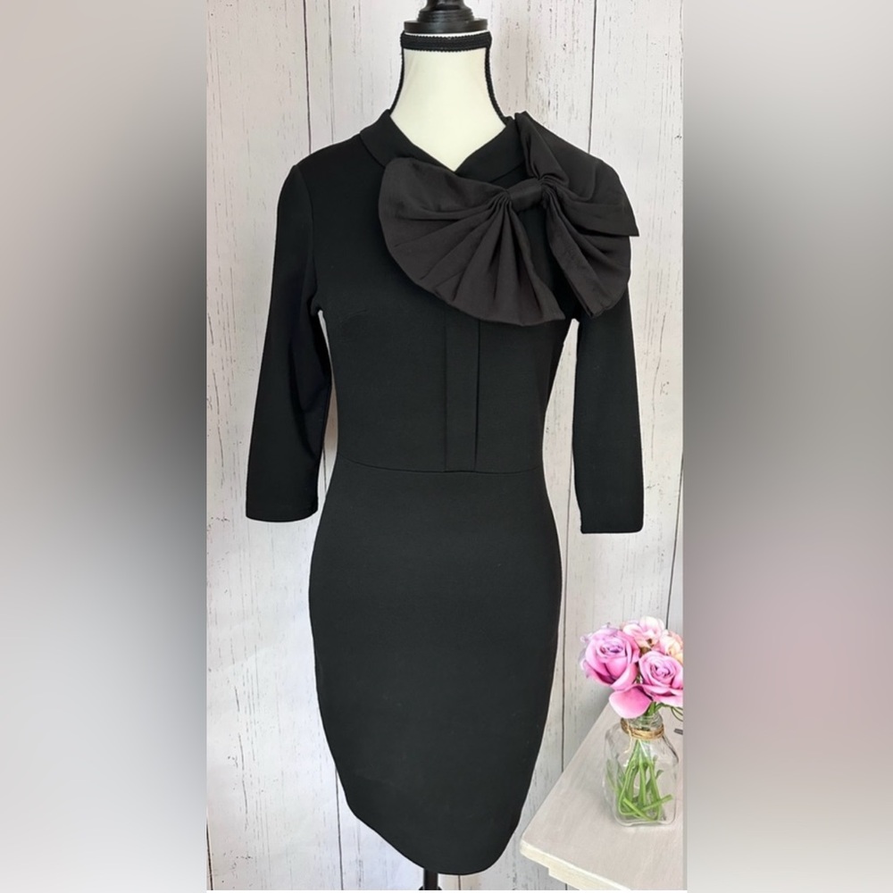Homeyee Women’s Vintage Bowknot 3/4 Sleeves Black Party Dress Size S / 4 - Picture 1 of 9